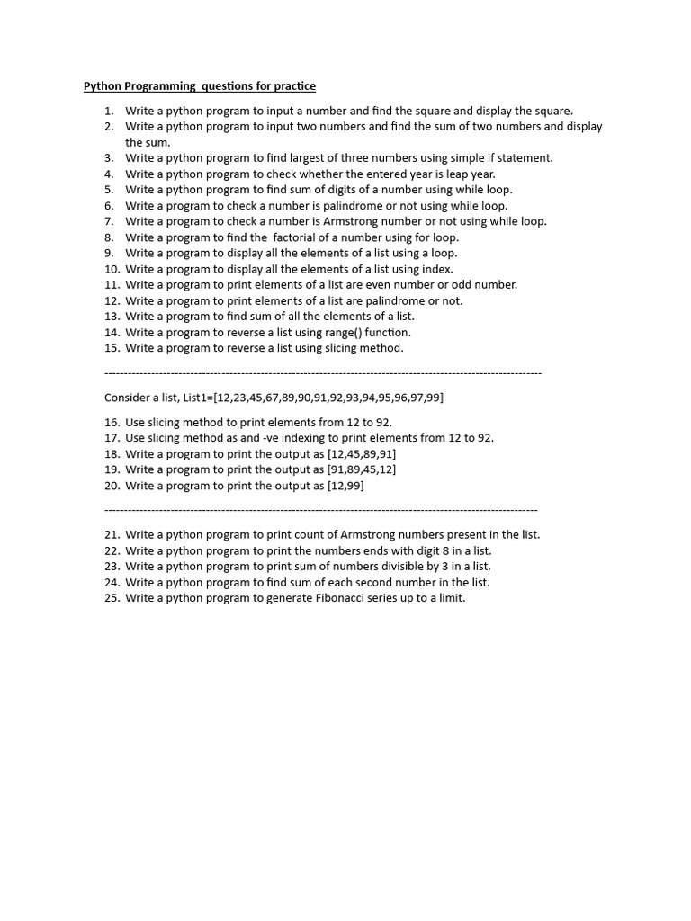 Python Practice Questions 1 | PDF