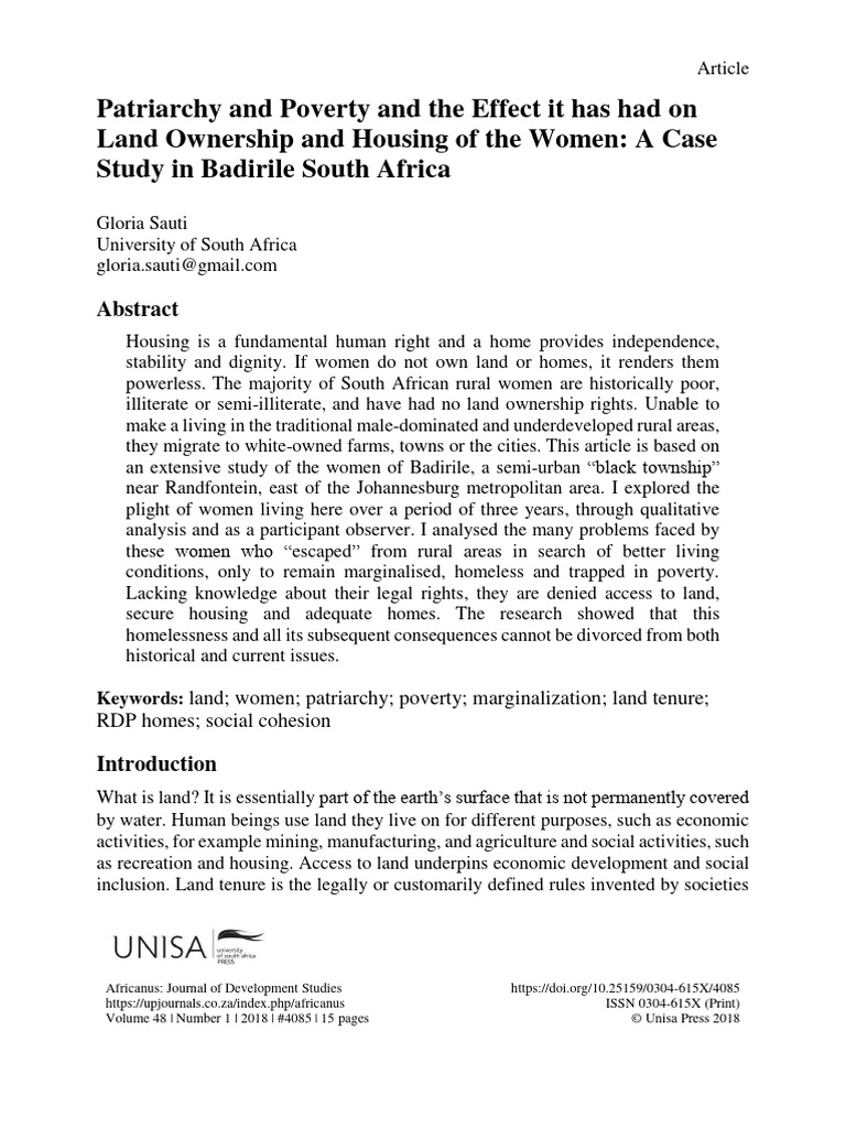Patriarchy and Poverty and the Effects | PDF