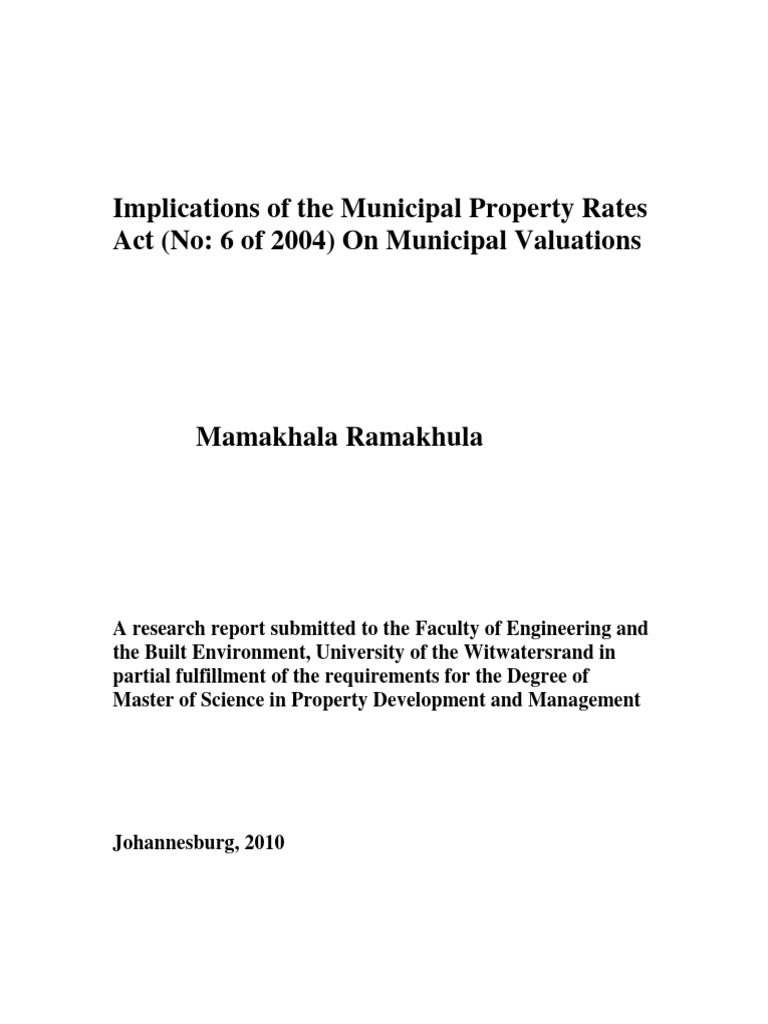 Implications of The Municipal Property Rates Act (No.6 of 20 | PDF
