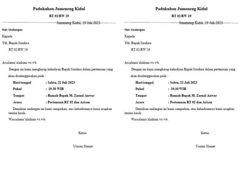 Undangan RT 02 | PDF