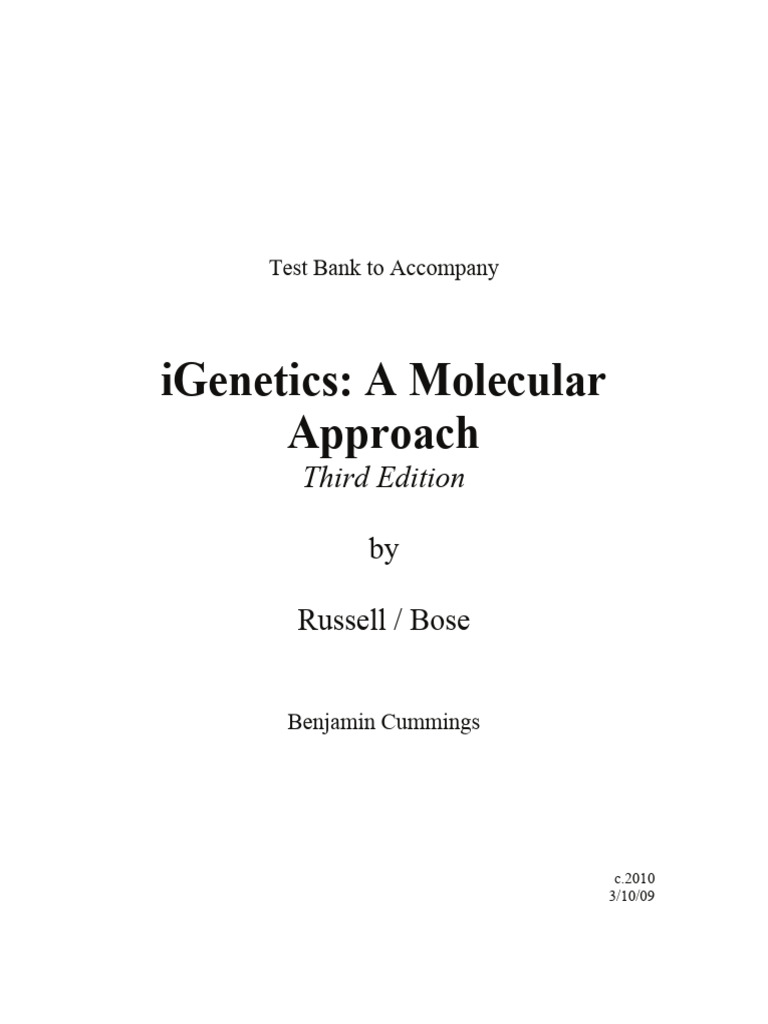 Dokumen - Tips - Igenetics A Molecular Approach Test Bank 1 Test Bank ...