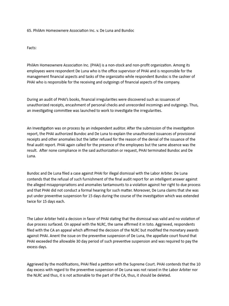 PHAI v de Luna PDF Employment Appellate Court