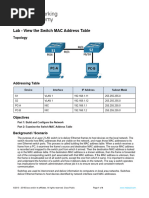 Lab - View The Switch MAC Address Table: Topology