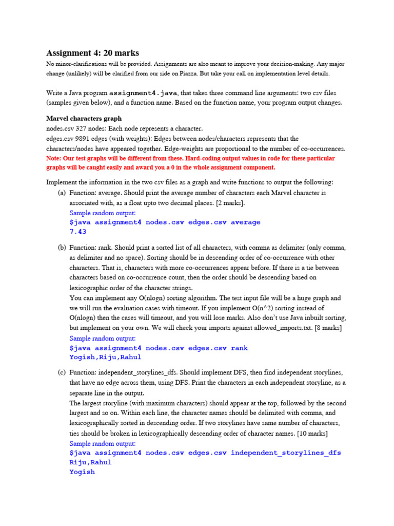 Java Program for Marvel Graph Analysis | PDF | Comma Separated Values ...