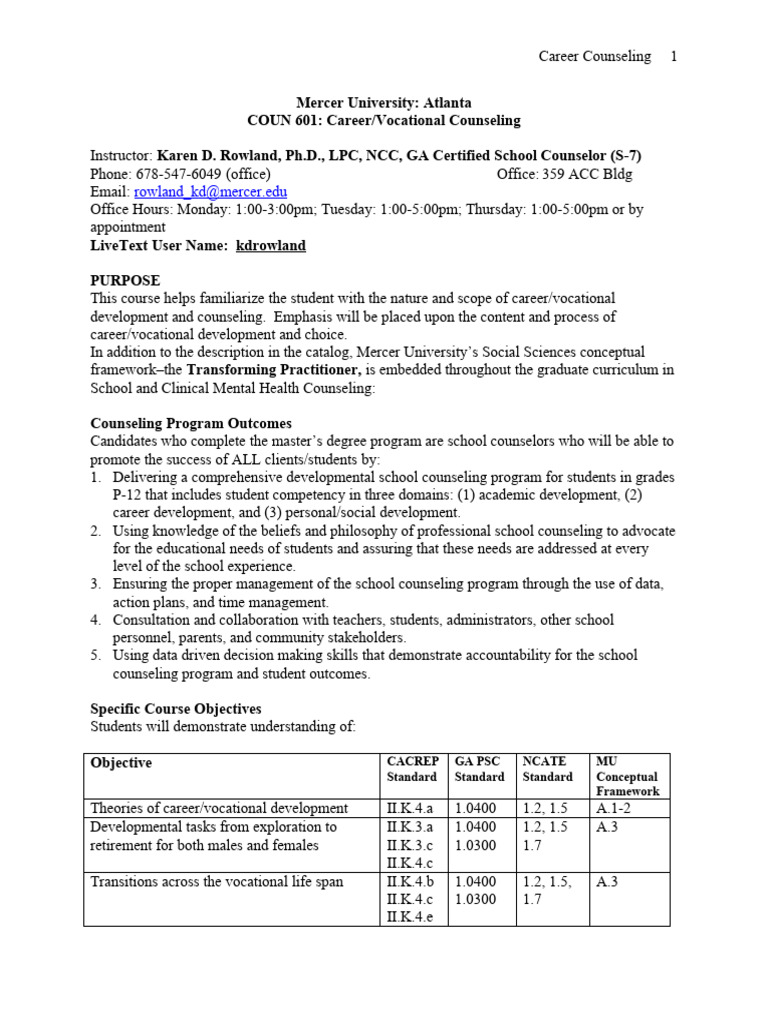 Career Counseling Course Overview | PDF | Counseling Psychology ...