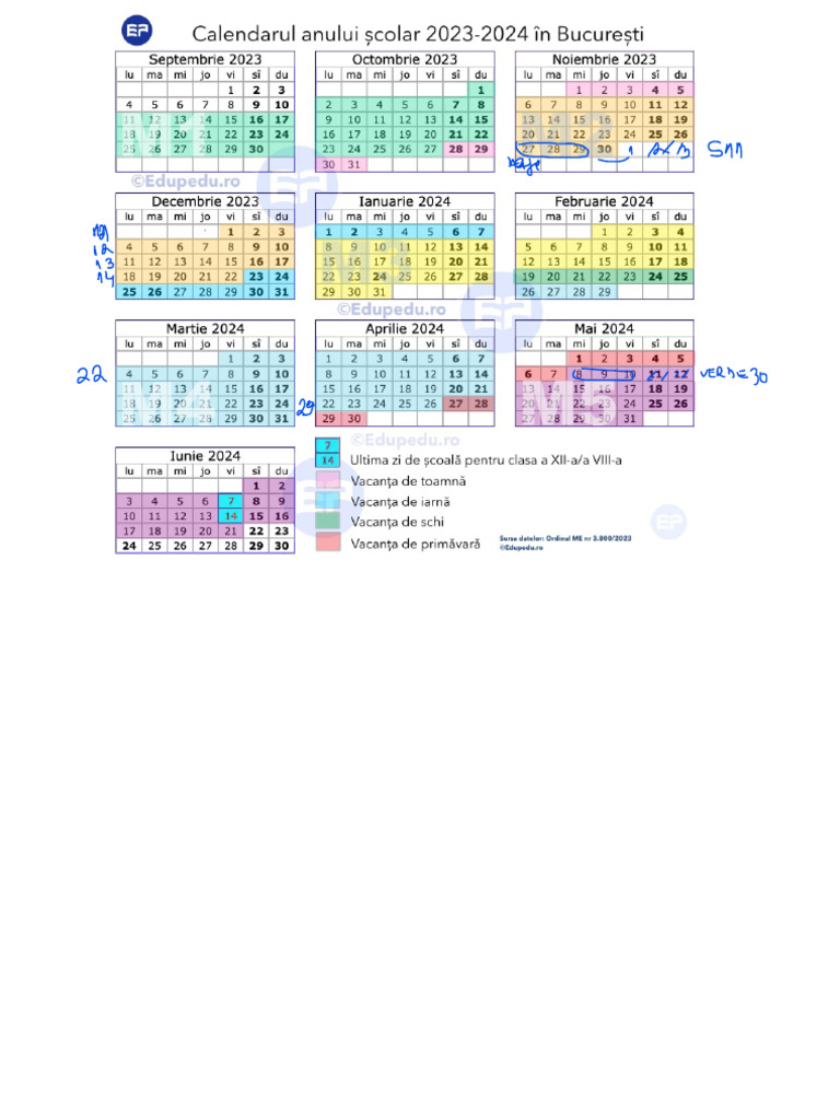 Calendar Anul Scolar 2023 2024 Buc PDF