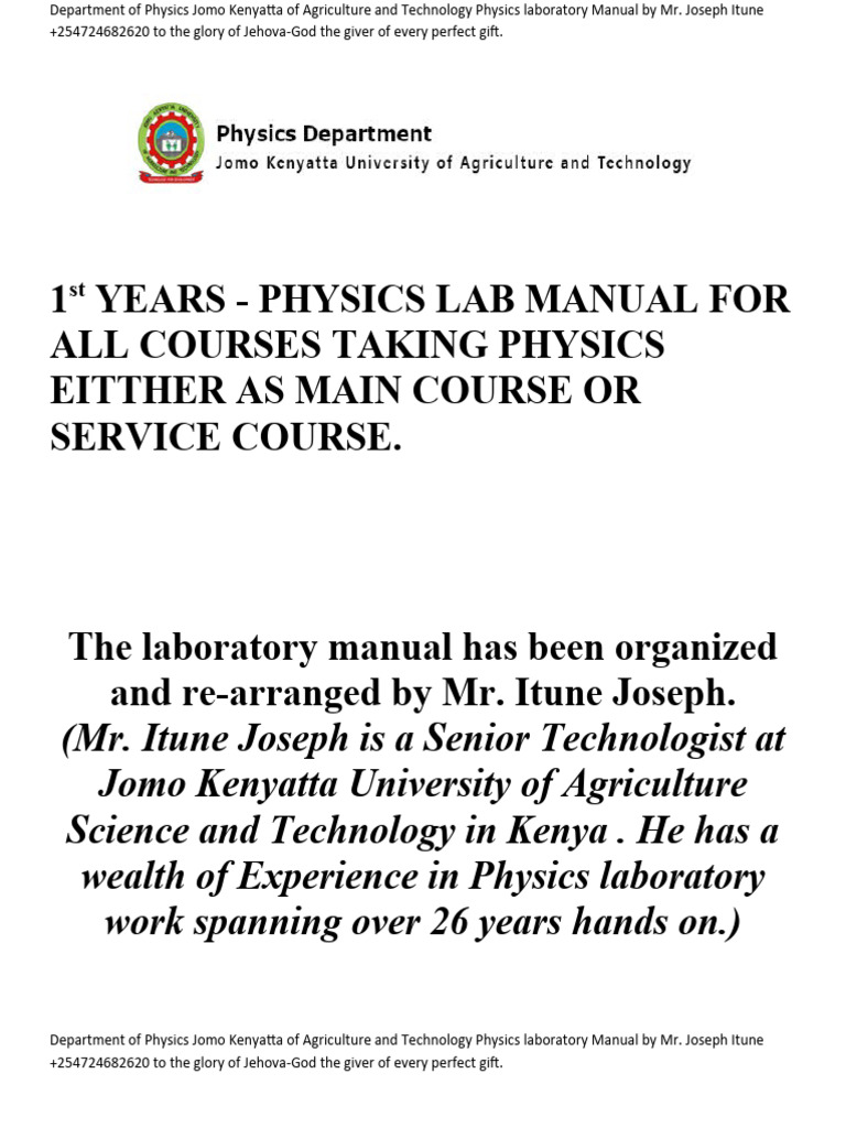 First Years Physics Lab Manual PDF