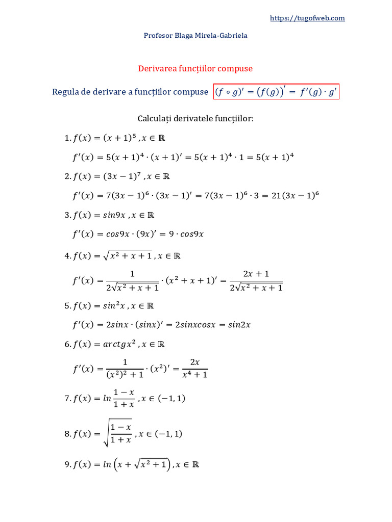 Derivarea Functiilor Compuse Blaga | PDF