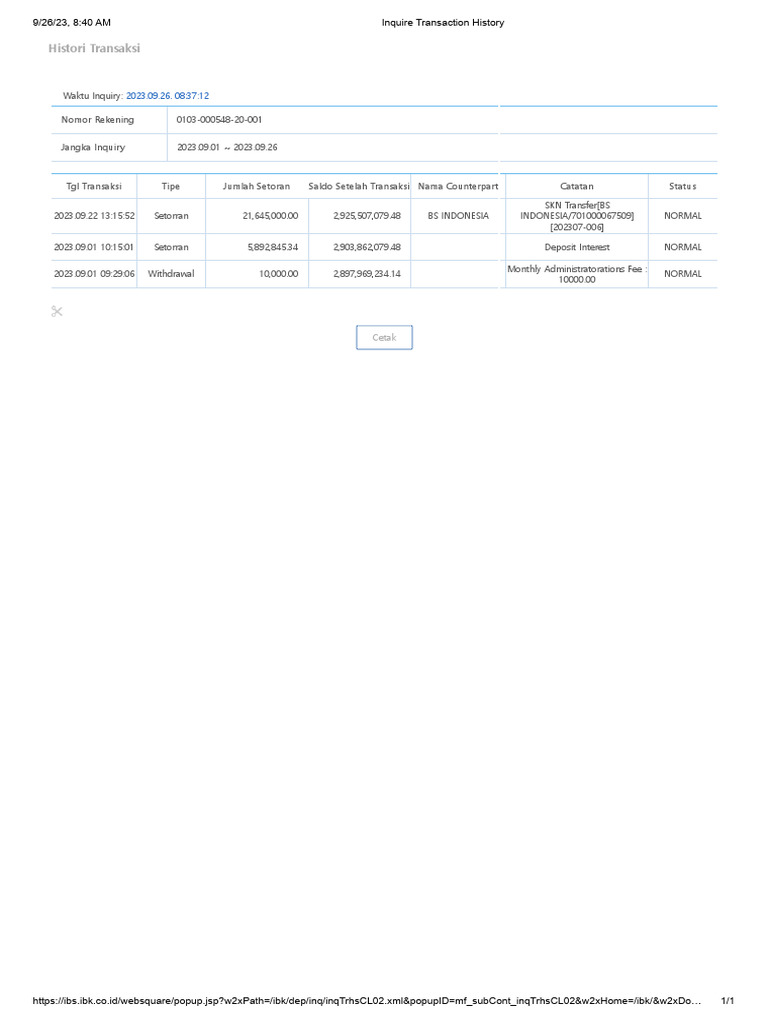 Transaction History: Sep 2023 | PDF