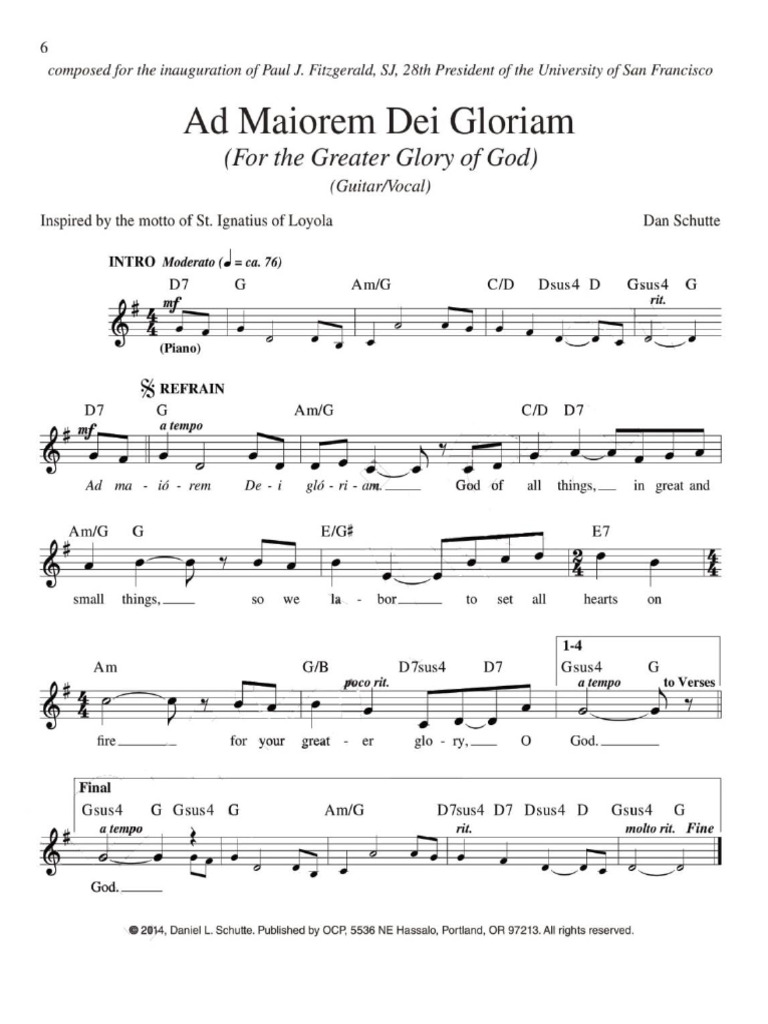 Ad Maiorem Dei Gloriam Dan Schutte PDF
