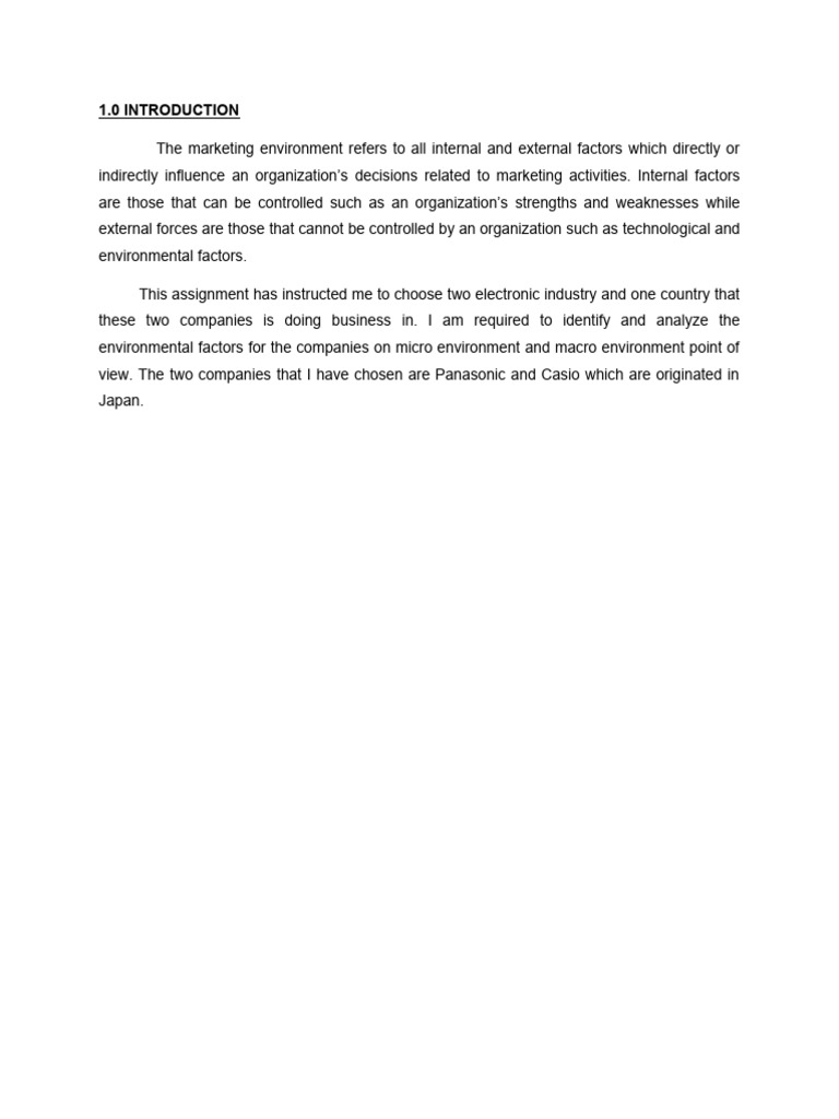 Environmental Analysis of Panasonic & Casio | PDF | Business