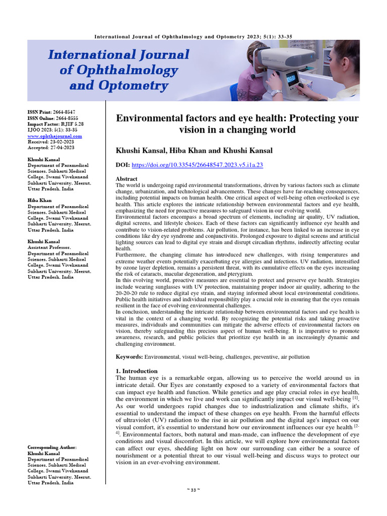 Environmental Impact on Eye Health | PDF