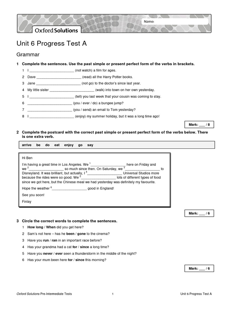 Unit 6 Progress Test A Answers | PDF | Language Arts & Discipline ...