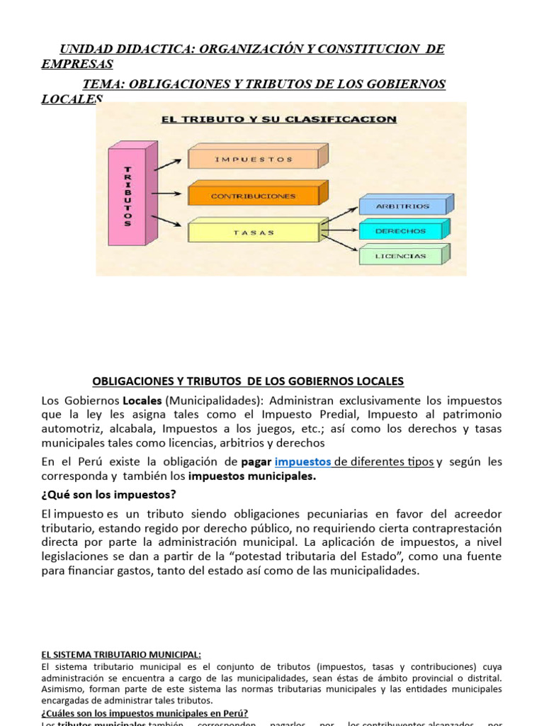 Obligaciones Tributarias Municipales en Perú | PDF | Impuestos | Economias