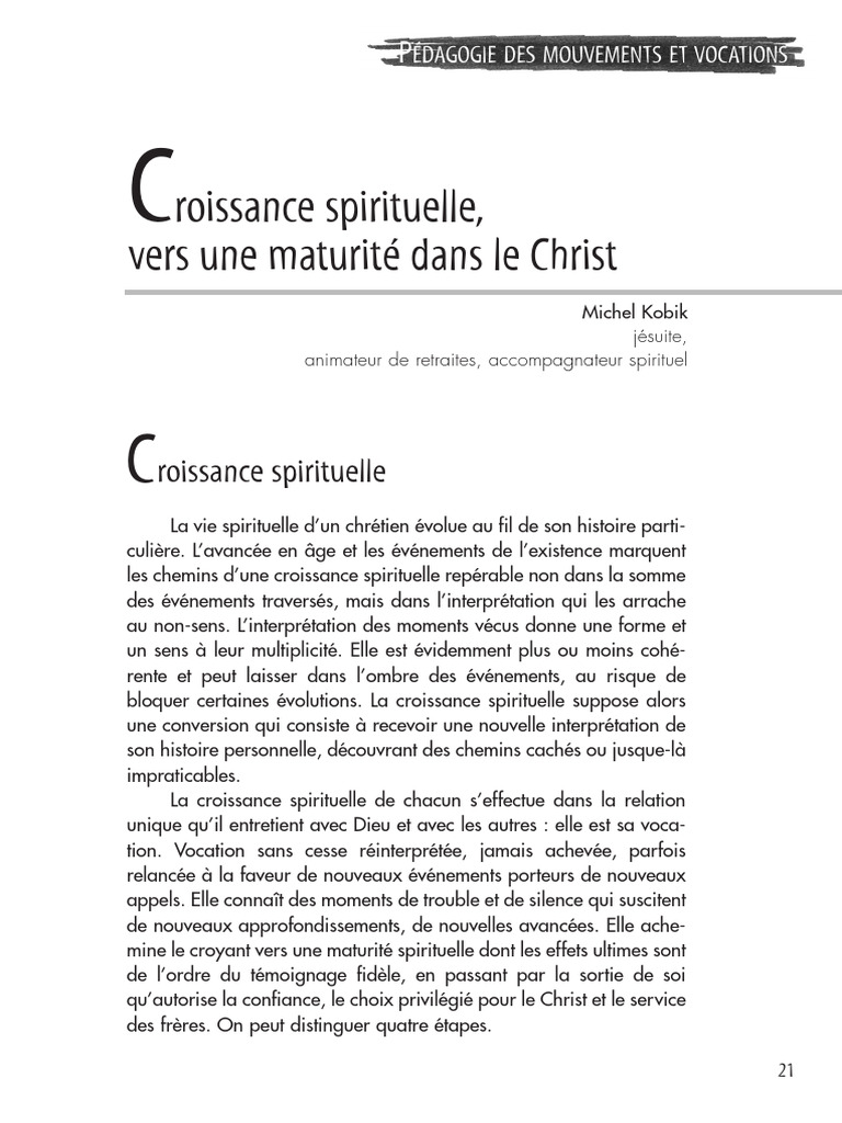 Croissance spirituelle vers la maturité | PDF | Dieu | Spiritualité