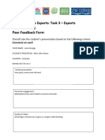 Australia Introduction To Esports Task 3 - Peer Feedback Form