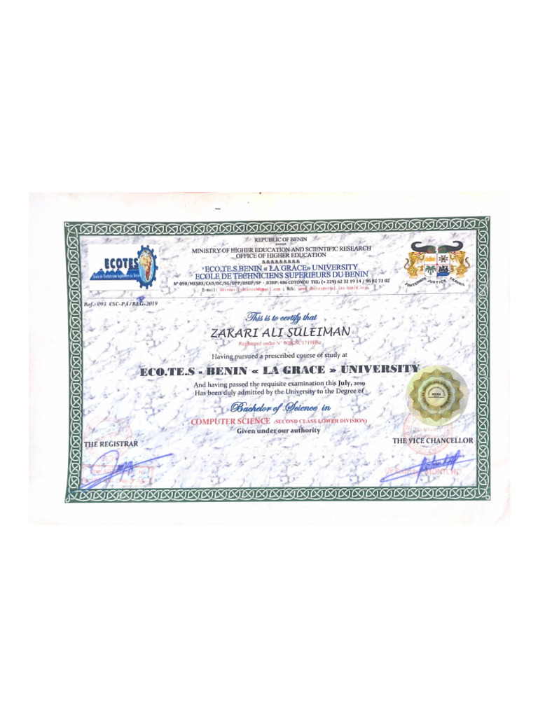 University Certificate | PDF