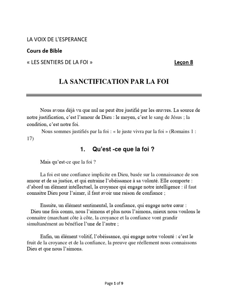 Sanctification par la foi en Dieu | PDF | Sanctification | Grâce ...