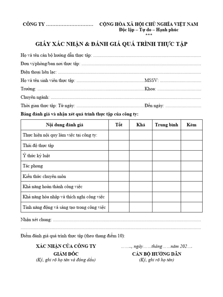 Ktxd mau don xac nhan va danh gia thuc tap pdf