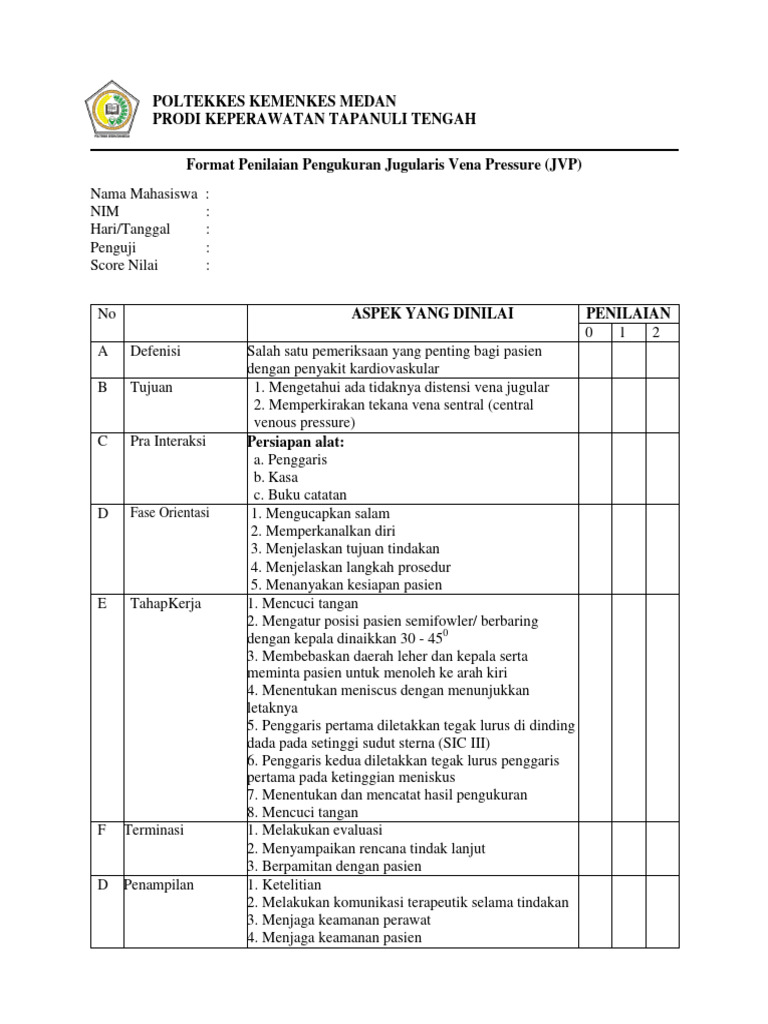 Sop Pengukuran JVP | PDF