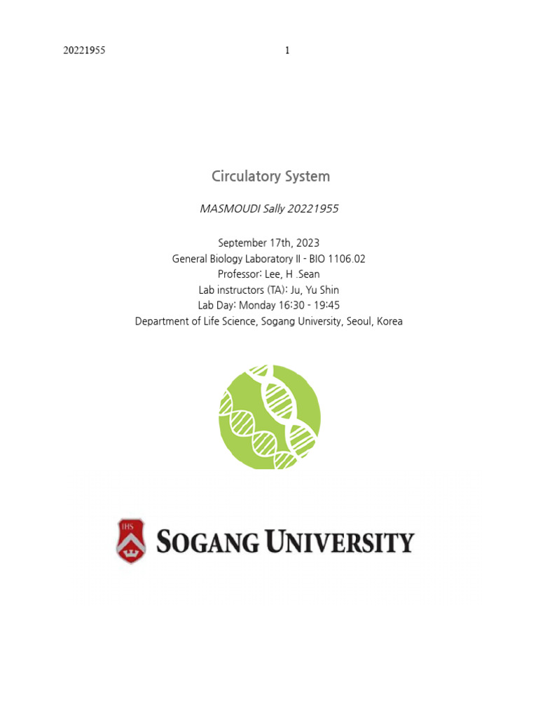 Circulatory System Lab Experiment PDF
