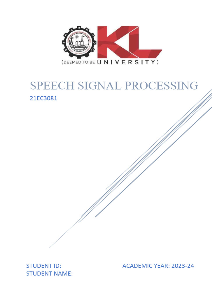 Speech Signal Processing Lab Work Book PDF