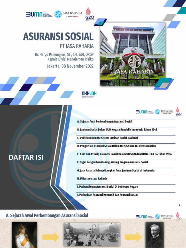 (JR Sesi 1) Paparan Asuransi Sosial - PT Jasa Raharja Nov 2022 V.2 | PDF