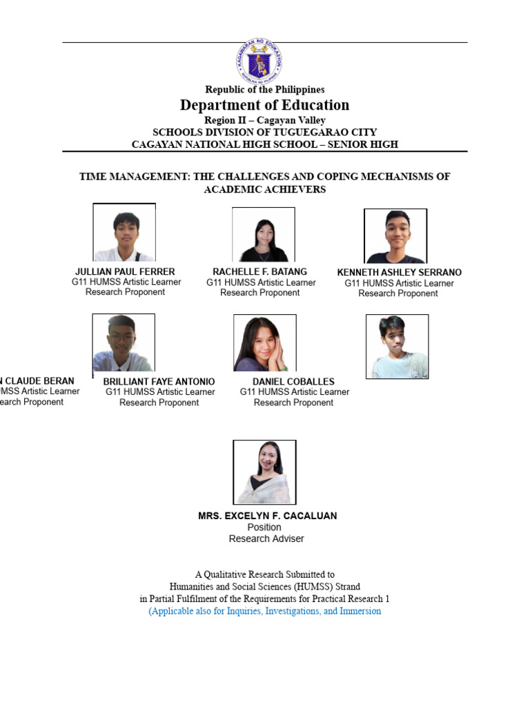 Time management the challenges and coping mechanisms of humss academic