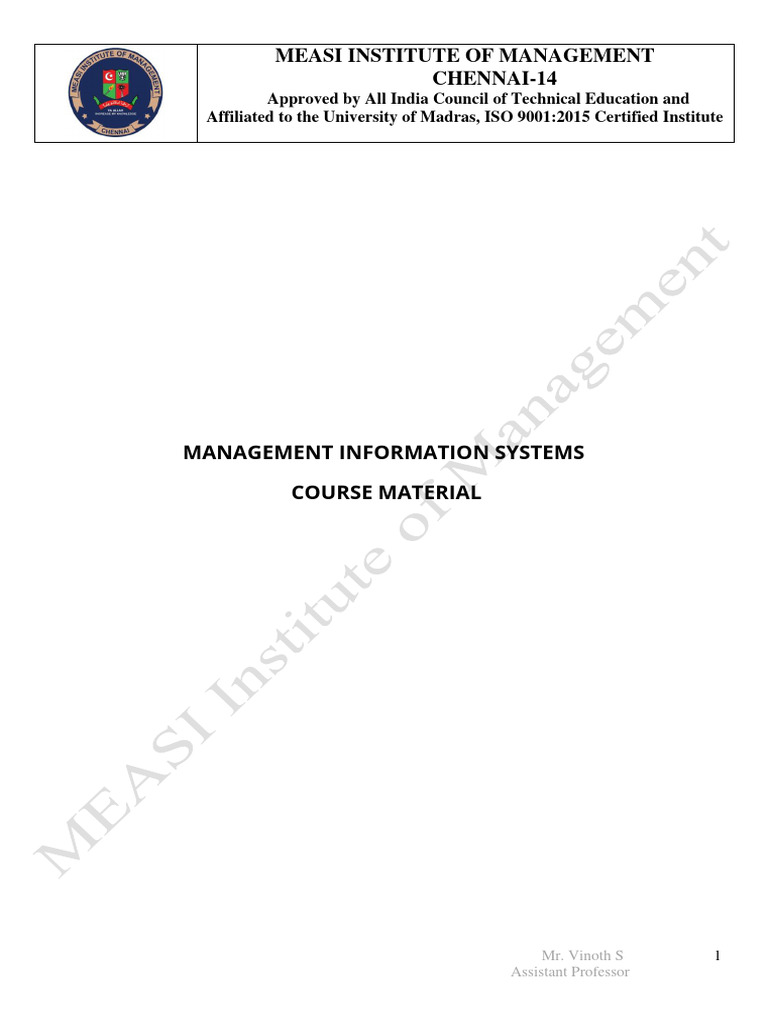 Management Information Systems Course Material | PDF | Information ...