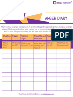 Anger Diary: Situation Trigger Warning Signs Thoughts and Emotions Response Outcome