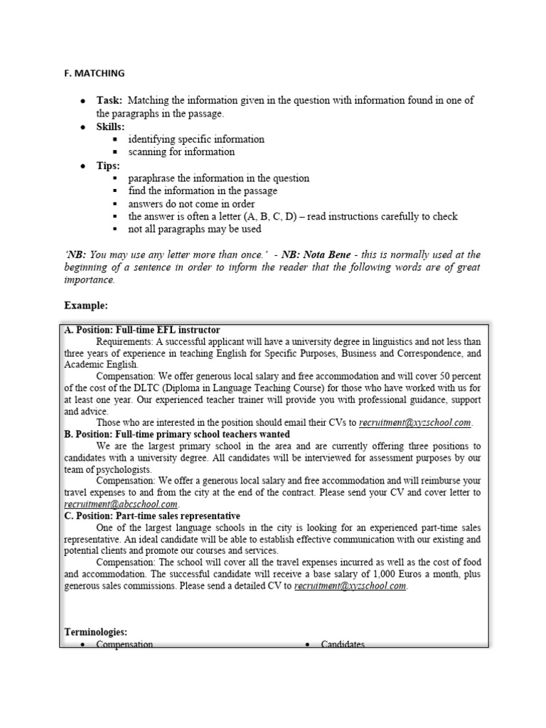 Ielts reading matching pdf