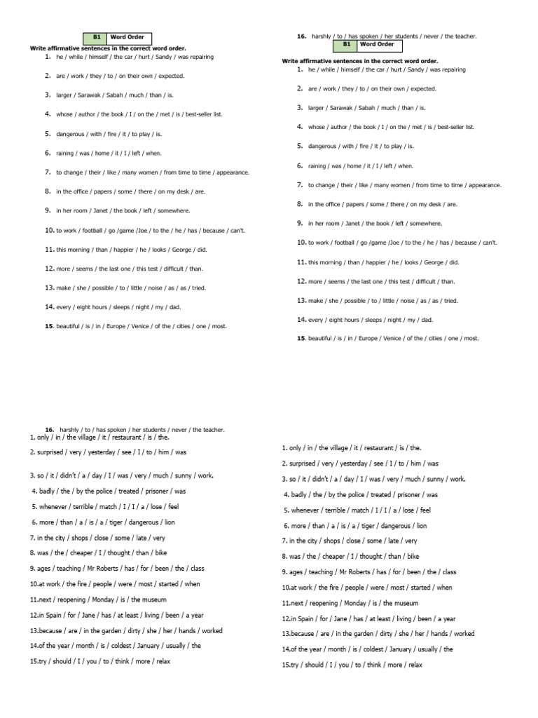 Word Order | PDF
