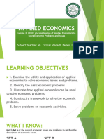 Lesson 2 - Utility and Application of Applied Economics To Solve Economic Problems and Issues