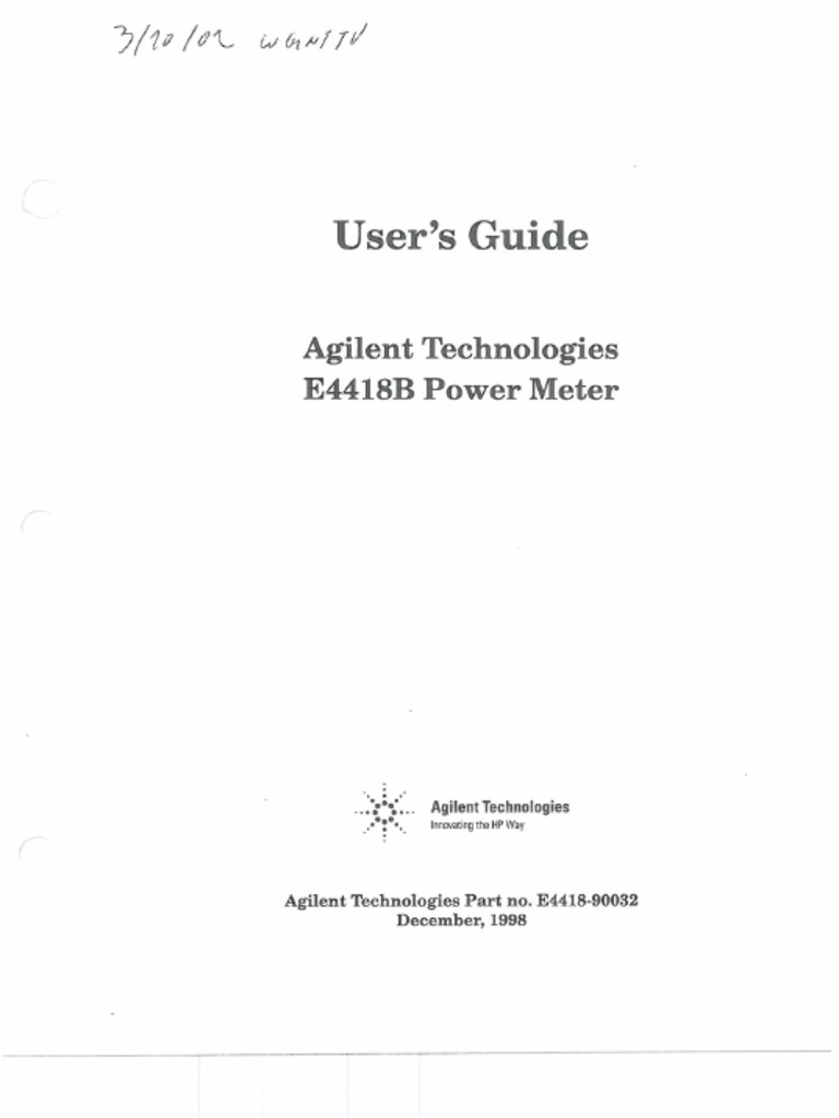Agilent E4418B Power Meter User's Guide PDF