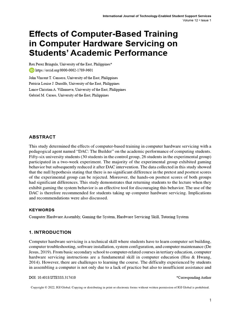 Effects of computer based training in computer har pdf lecture