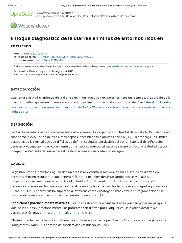 Diagnostic approach to diarrhea in children in resourcerich settings