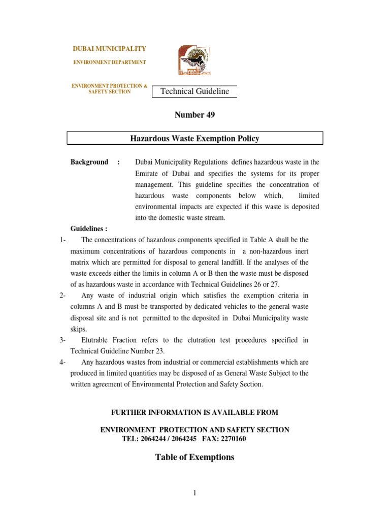 ETG 49 (Hazardous Waste Exemption Policy) PDF