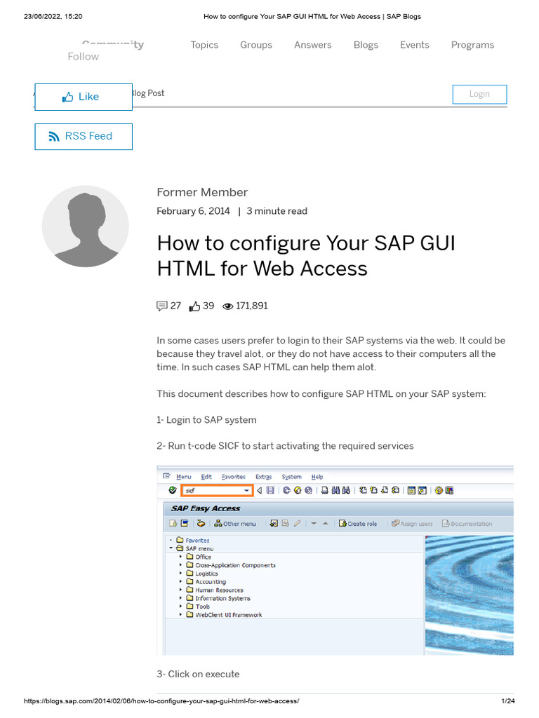 Configuración de SAP GUI HTML para Web | PDF | Tecnología digital ...