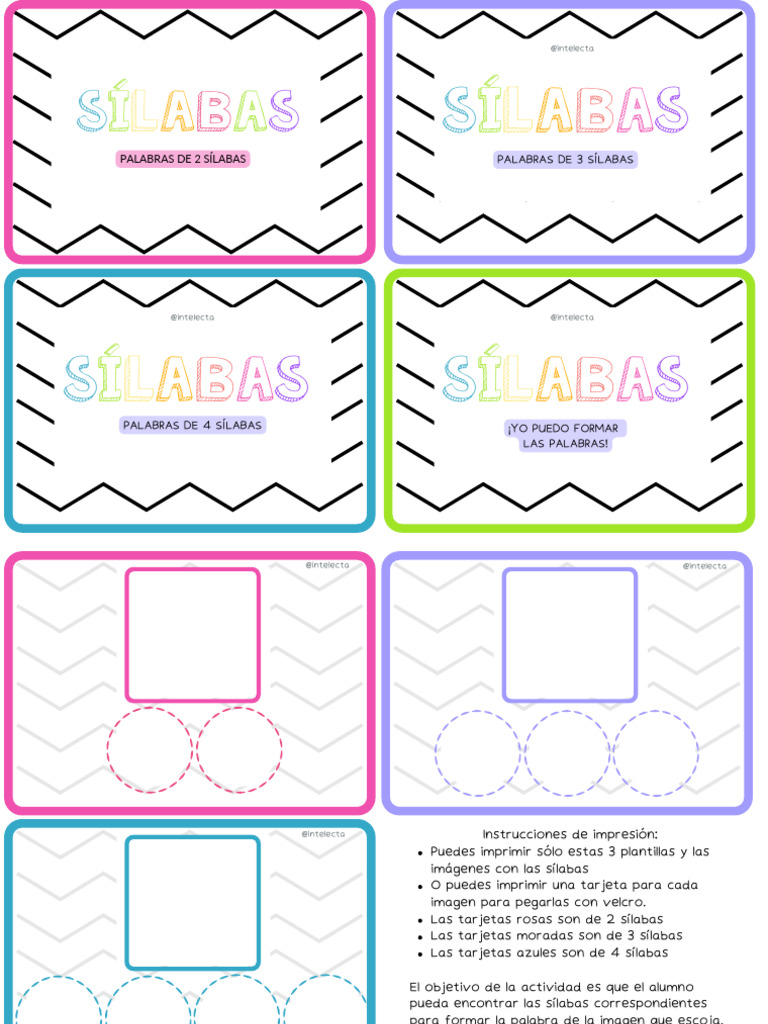 Tarjetas para Formar Palabras de 4 Sílabas | PDF | Artes del Lenguaje y ...