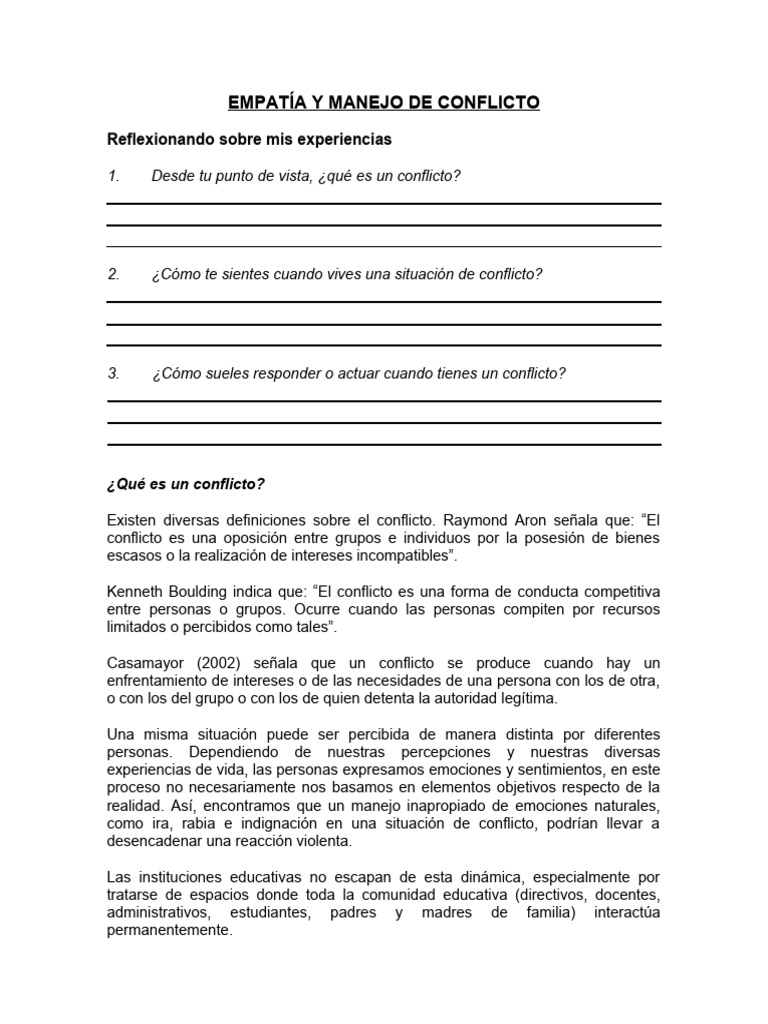 Empatía en el Manejo de Conflictos | PDF | Las emociones | Empatía