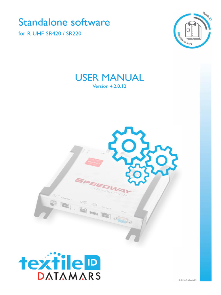 Standalone Software. USER MANUAL Version For R-UHF-SR420 - SR DATAMARS ...