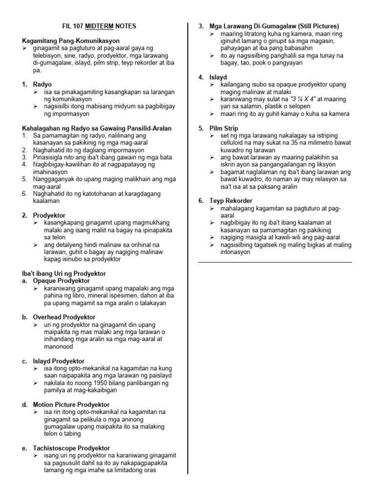 Fil 107 Midterm Notes (Updating Through Time) - Short BP | PDF