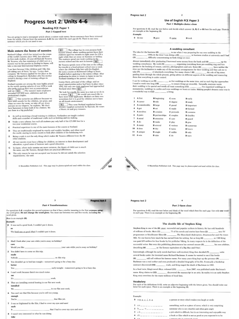 Progress Test Units 4-6 | PDF