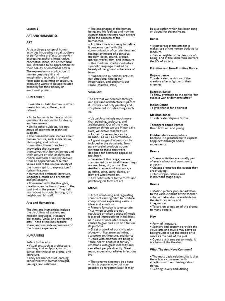 Understanding Arts and Humanities Concepts | PDF