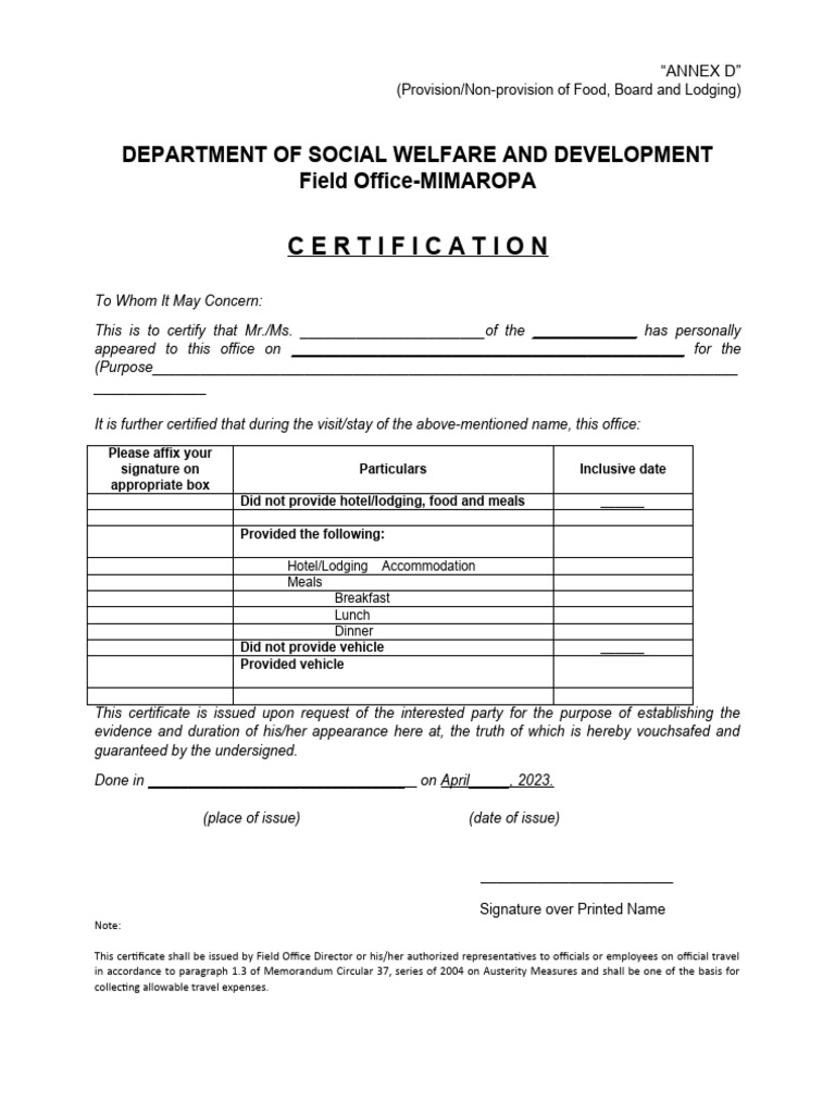 4 annex d certificate of appearance pdf