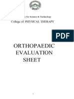 Orthopaedic Evaluation Sheet Cervical