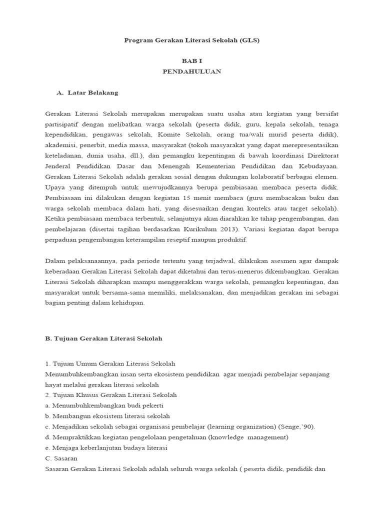 Program gerakan literasi sekolah sman 1 mb pdf