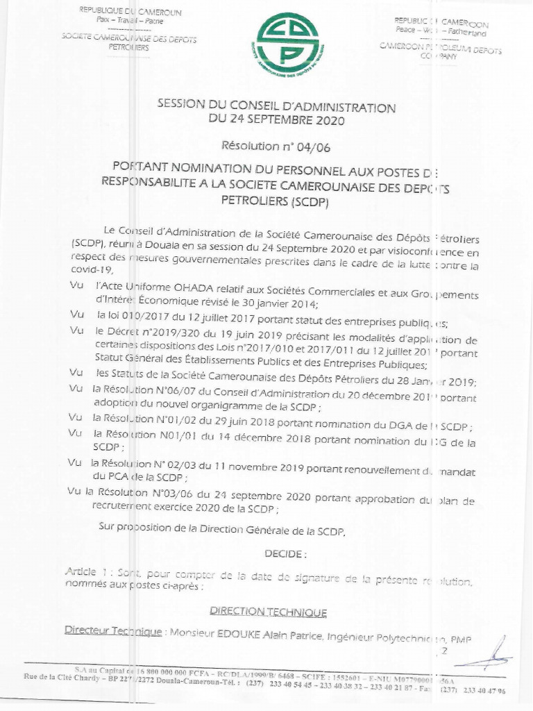 Acte de Nomination Dtec | PDF