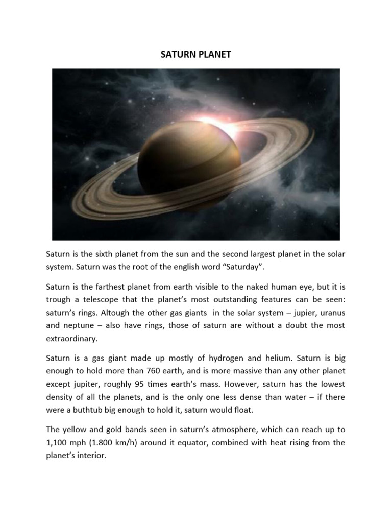 Saturn Planet | PDF | Saturn | Planets