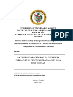 La Tolerancia Lactácida y La Frecuencia Cardiaca en La Práctica de La Natación en La Edad Escolar